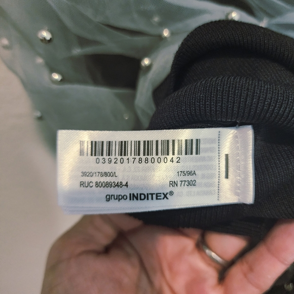 ZARA STRAPPLES TULLE/PEARLS GREY MIDI DRESS WOMENS SIZE LARGE - Picture 11 of 16